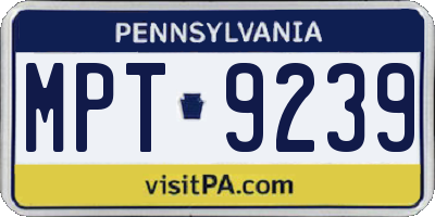 PA license plate MPT9239