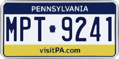 PA license plate MPT9241