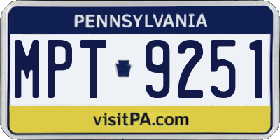 PA license plate MPT9251
