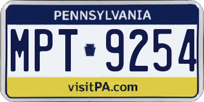 PA license plate MPT9254