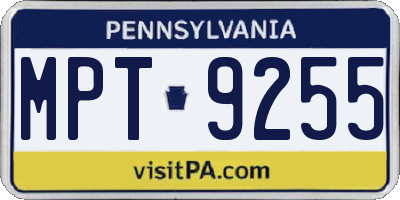 PA license plate MPT9255