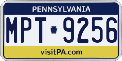 PA license plate MPT9256