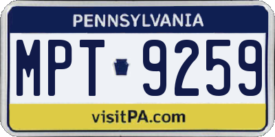 PA license plate MPT9259