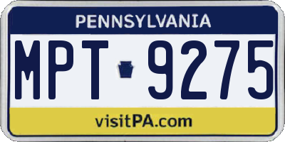 PA license plate MPT9275