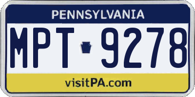 PA license plate MPT9278