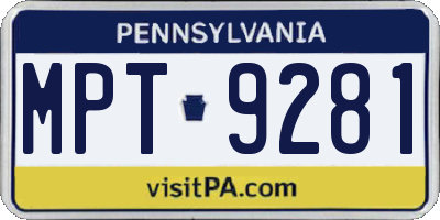 PA license plate MPT9281