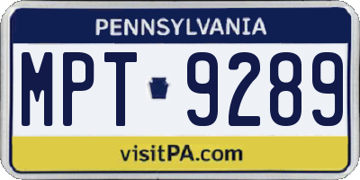PA license plate MPT9289