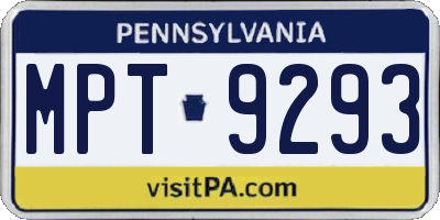 PA license plate MPT9293