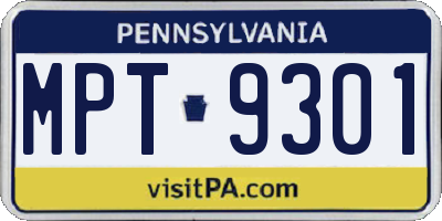 PA license plate MPT9301