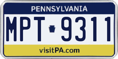 PA license plate MPT9311