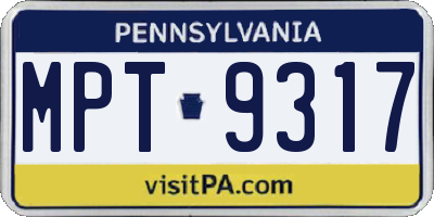 PA license plate MPT9317