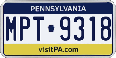 PA license plate MPT9318