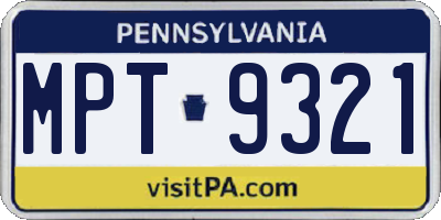 PA license plate MPT9321