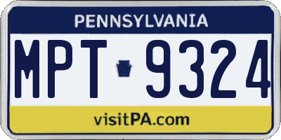 PA license plate MPT9324