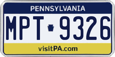 PA license plate MPT9326