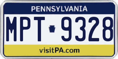 PA license plate MPT9328