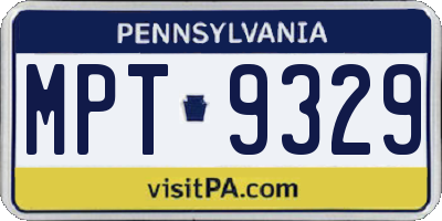 PA license plate MPT9329