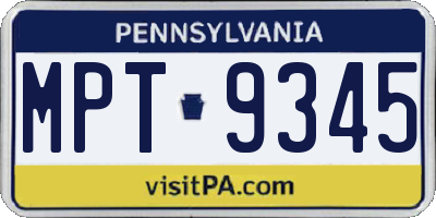 PA license plate MPT9345