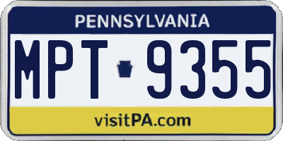 PA license plate MPT9355