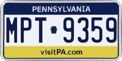 PA license plate MPT9359