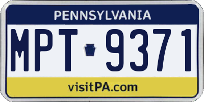 PA license plate MPT9371