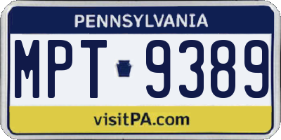 PA license plate MPT9389