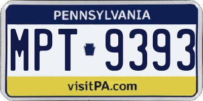 PA license plate MPT9393