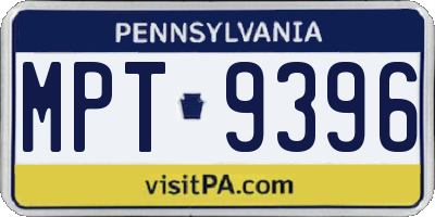 PA license plate MPT9396