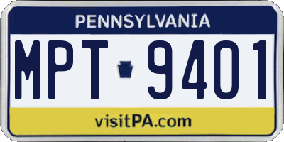 PA license plate MPT9401