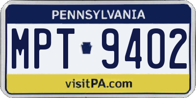 PA license plate MPT9402