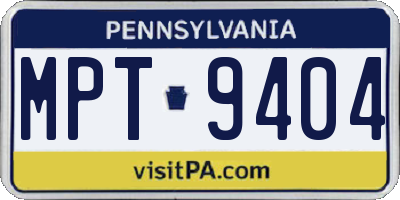PA license plate MPT9404