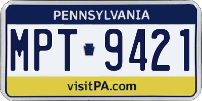 PA license plate MPT9421