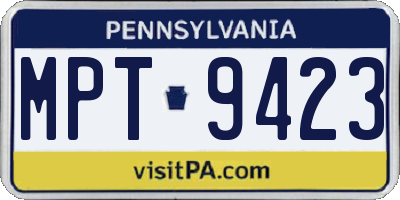 PA license plate MPT9423