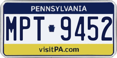 PA license plate MPT9452
