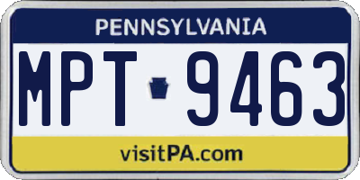 PA license plate MPT9463