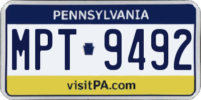 PA license plate MPT9492