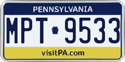 PA license plate MPT9533