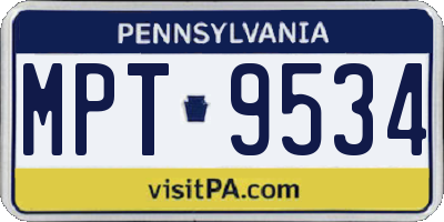 PA license plate MPT9534