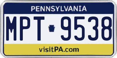PA license plate MPT9538