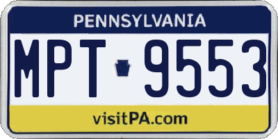 PA license plate MPT9553