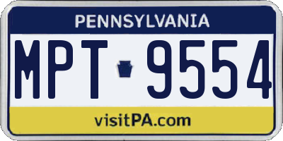 PA license plate MPT9554