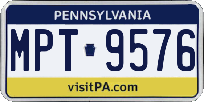PA license plate MPT9576