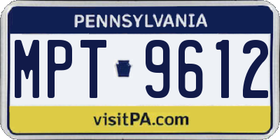 PA license plate MPT9612