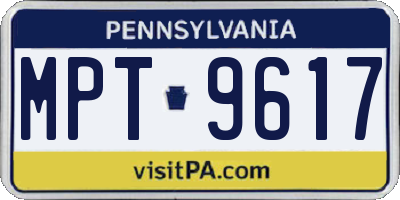 PA license plate MPT9617