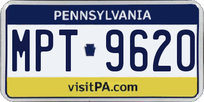 PA license plate MPT9620