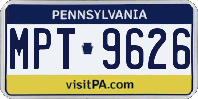 PA license plate MPT9626