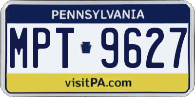 PA license plate MPT9627