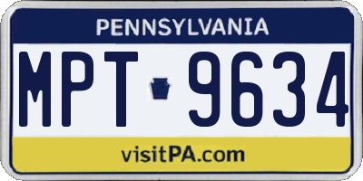 PA license plate MPT9634