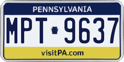 PA license plate MPT9637