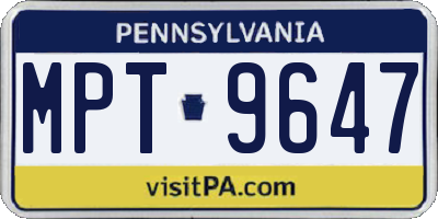 PA license plate MPT9647